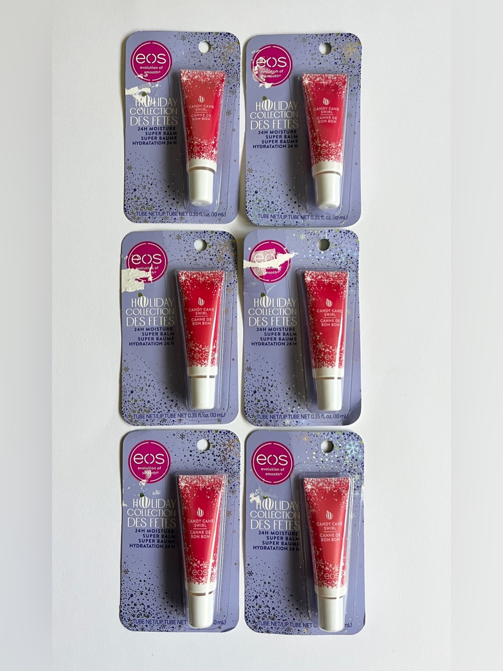 x6 EOS Candy Cane Swirl Super Balm Holiday Collection Lip Peppermint Christmas